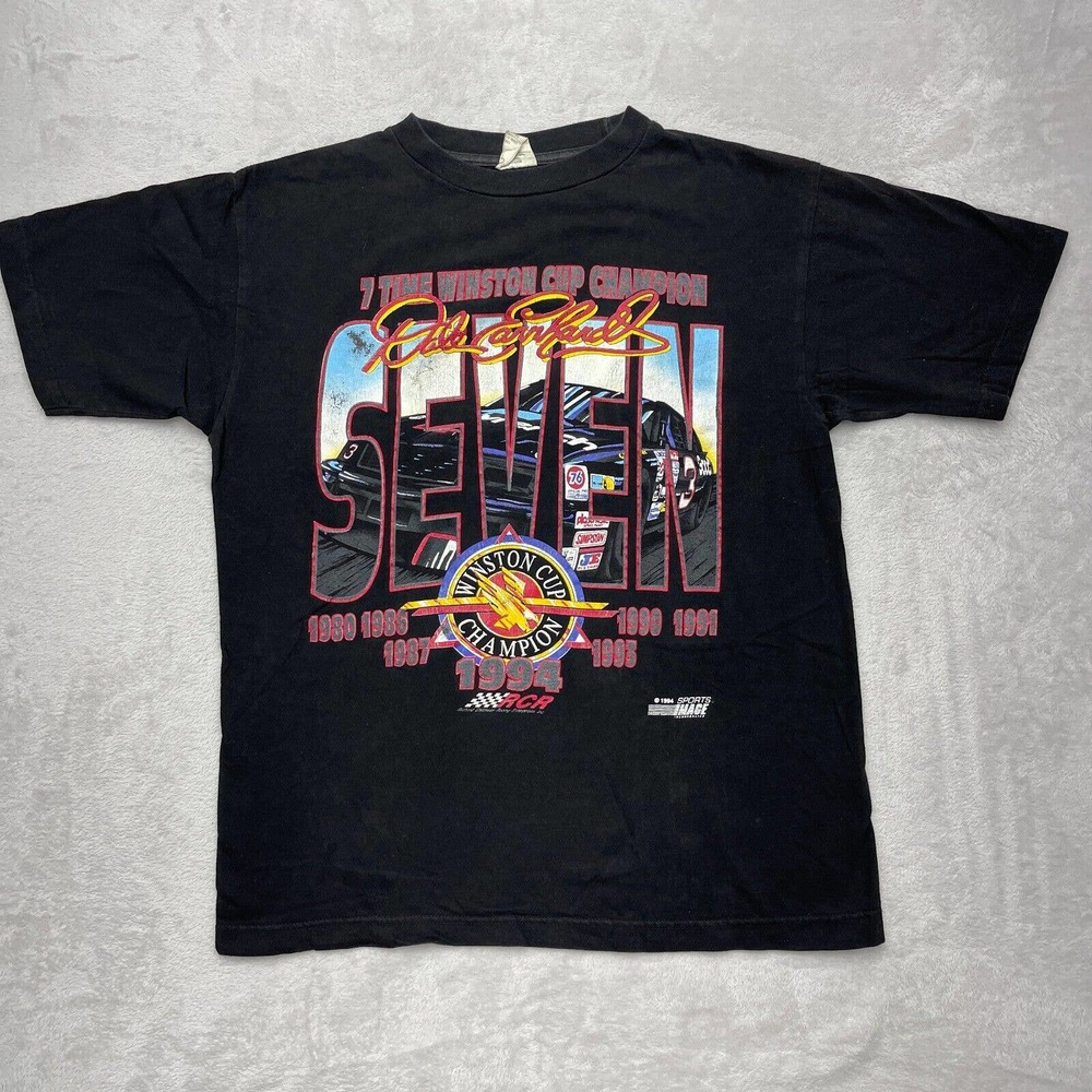 Vintage Tour Champ Shirt Mens Large L Black Nascar Dale Earnhardt Tee 90s VTG